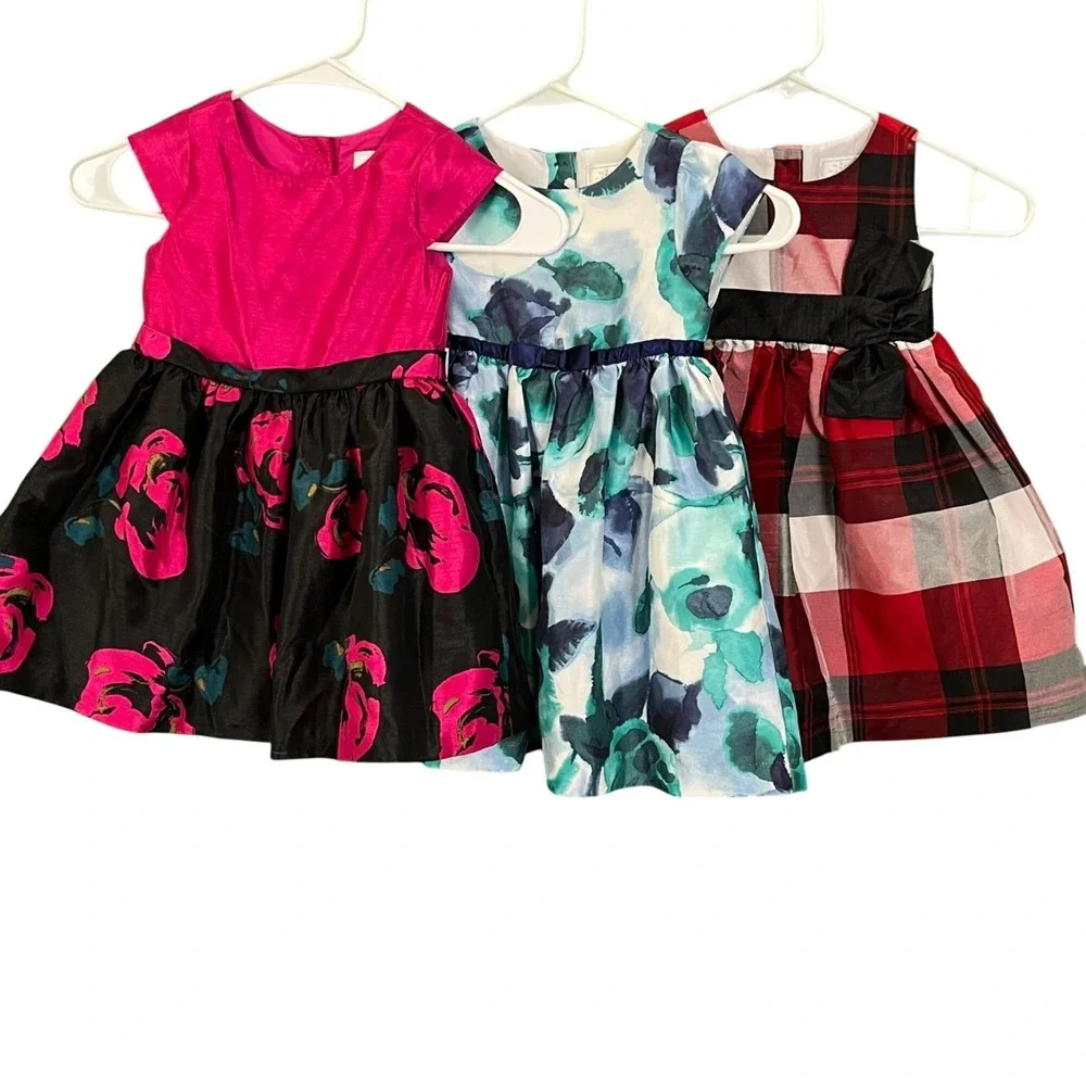 Gymboree Dressed Up Set‎ 3 Girls Toddler 2T Plaid Floral Event Formal Wedding